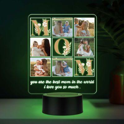 Personalized Best Mom in the World Photo Acrylic LED Lamp with UV Print – Multicolor Night Light